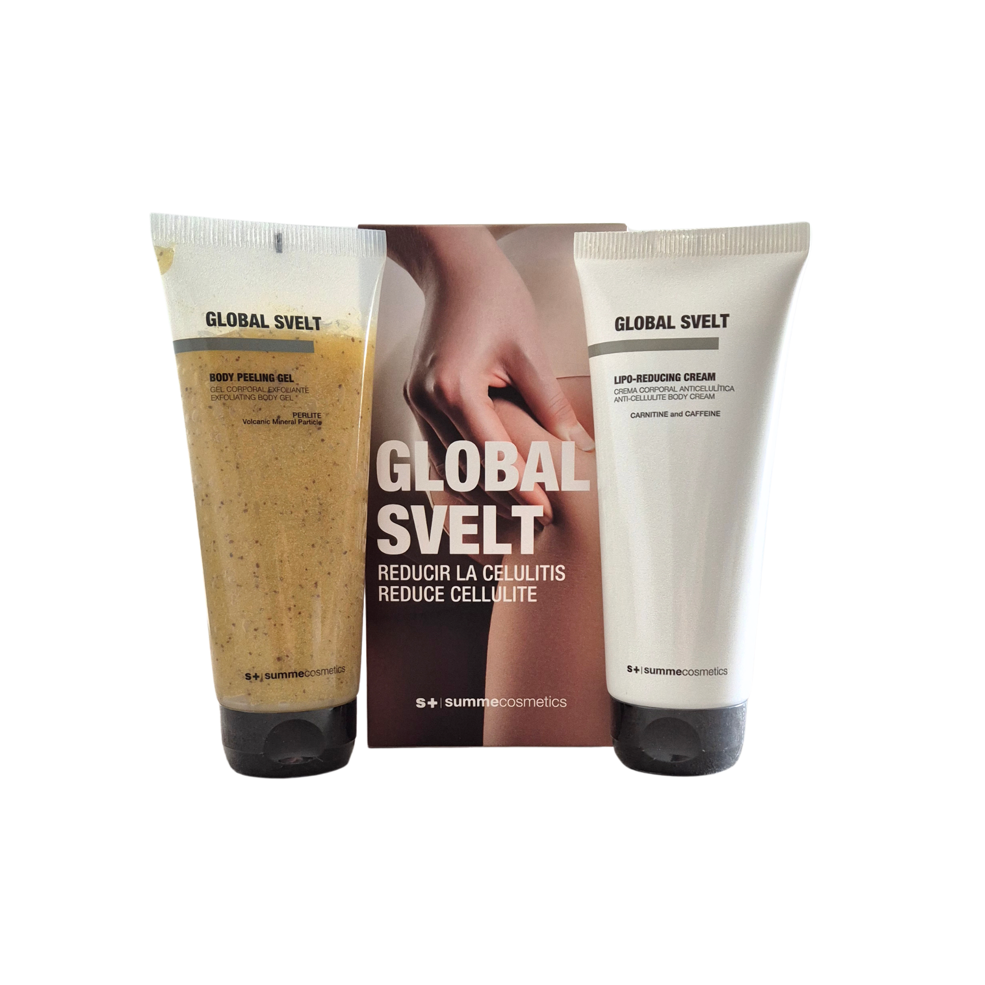 Two Global Svelt skincare products on a white background