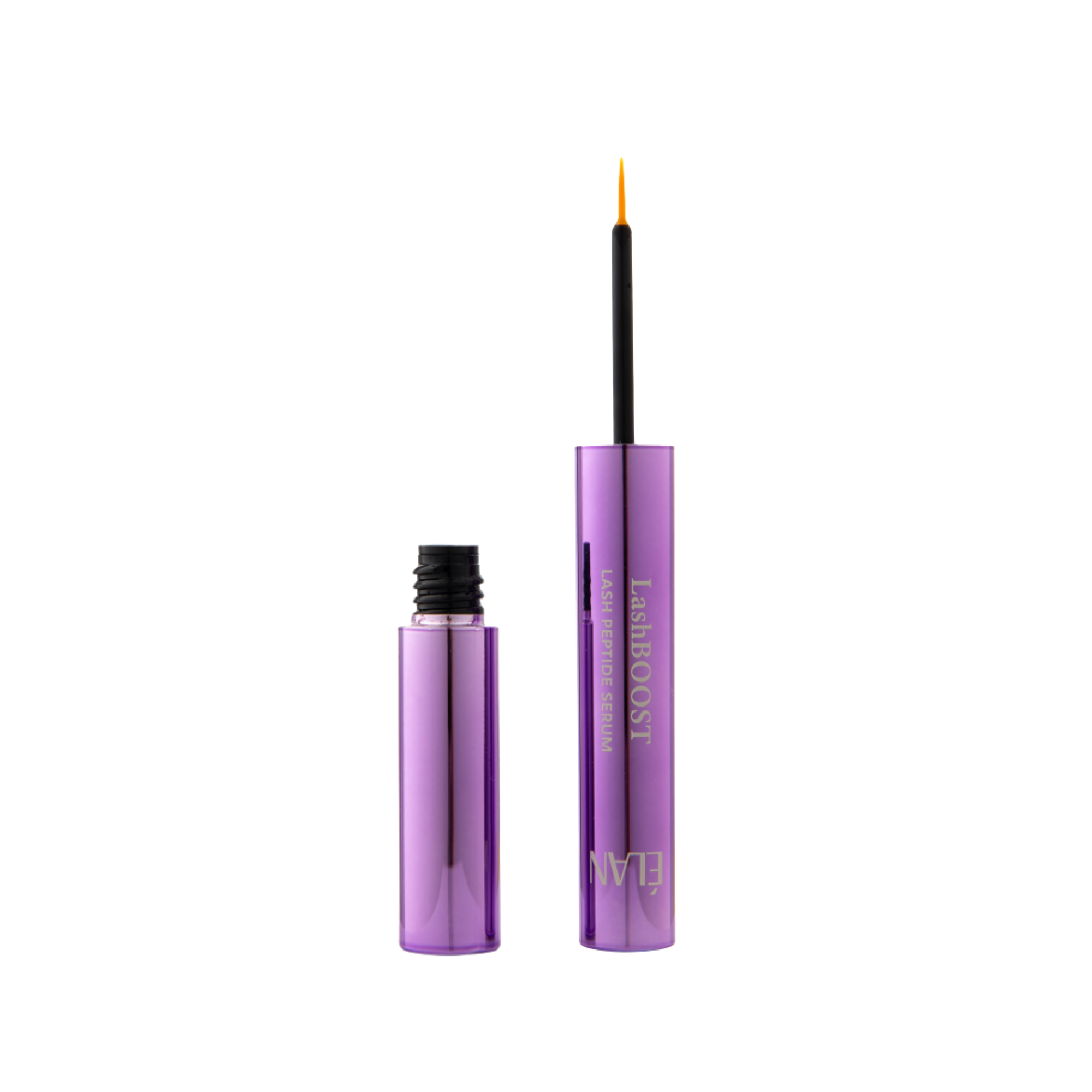 Purple eyeliner with applicator on a white background